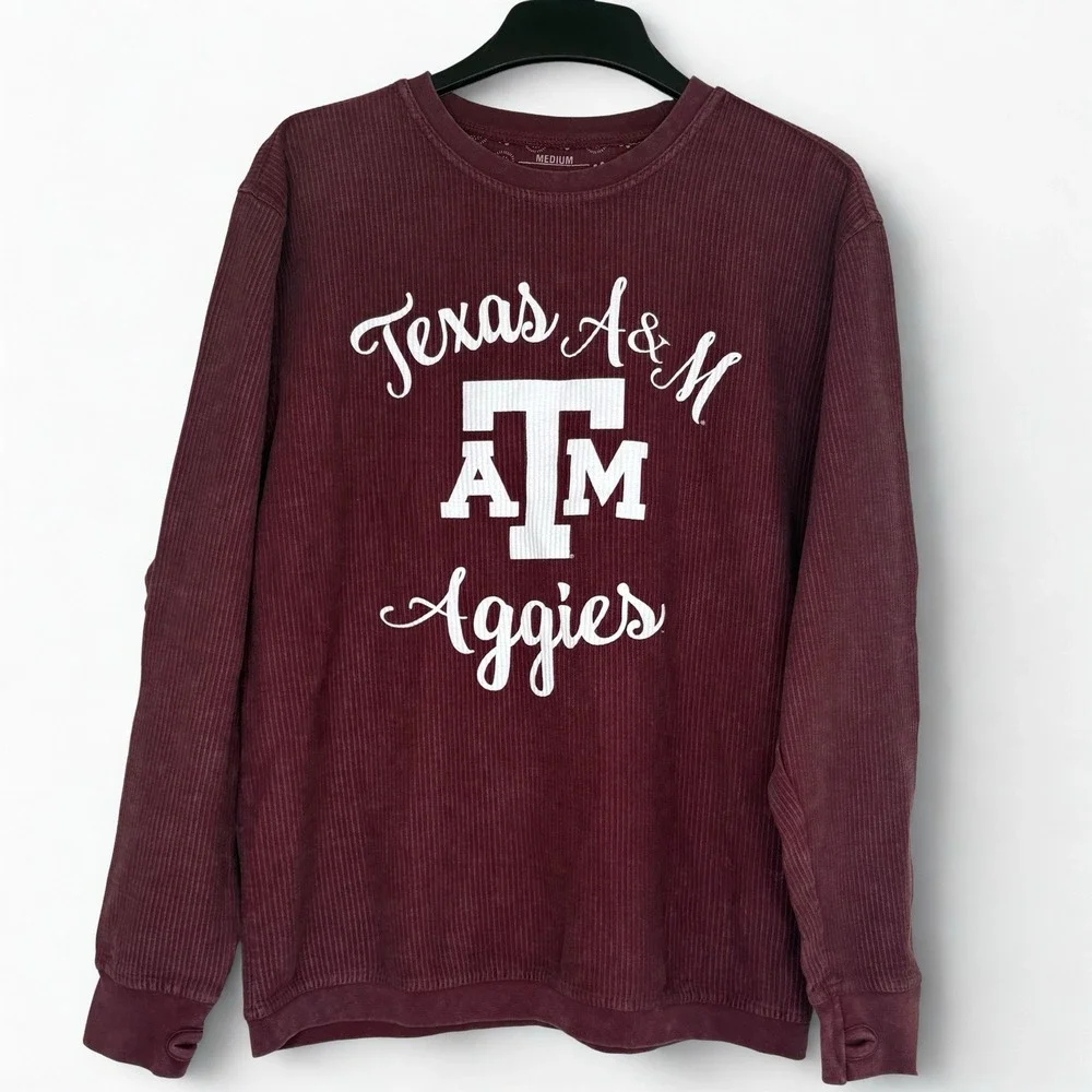 Pressbox Women's Texas A&M Aggies Comfy Cord Vintage Wash Pullover Sweatshirt M - Picture 1 of 9